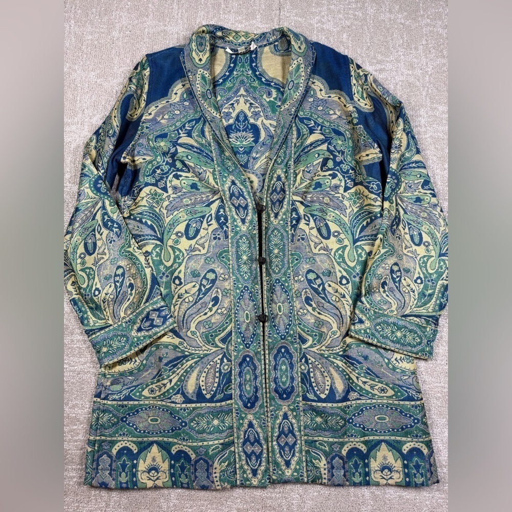 Travelsmith Tapestry Aztec Boho Lagenlook Long Length Jacket Size Medium